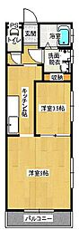 JR山陽本線 福山駅 3.8kmの賃貸アパート 2階1SKの間取り