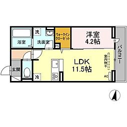 JR山陽本線 福山駅 徒歩5分の賃貸アパート 1階1LDKの間取り