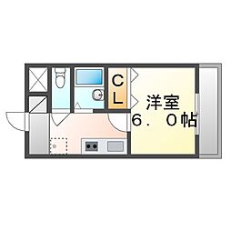 JR山陽本線 東福山駅 徒歩10分の賃貸アパート 2階1Kの間取り