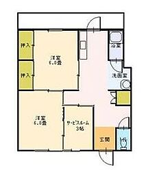 JR山陽本線 東福山駅 徒歩10分の賃貸マンション 4階2SKの間取り