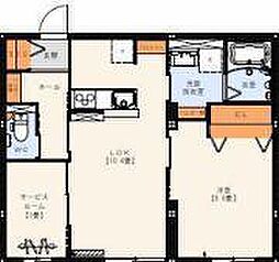 JR山陽本線 福山駅 徒歩35分の賃貸アパート 2階1SLDKの間取り