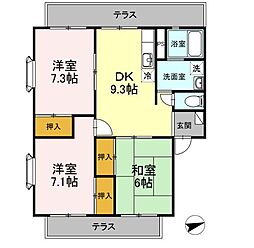 JR山陽本線 東福山駅 3.9kmの賃貸アパート 1階3DKの間取り