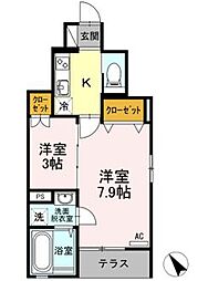 JR山陽本線 福山駅 徒歩26分の賃貸アパート 1階2Kの間取り