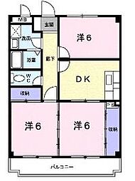 JR山陽本線 福山駅 バス15分 川口下車 徒歩3分の賃貸マンション 2階3DKの間取り
