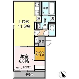 JR山陽本線 福山駅 4.3kmの賃貸アパート 1階1LDKの間取り