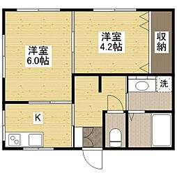 JR山陽本線 福山駅 3.2kmの賃貸マンション 3階2Kの間取り