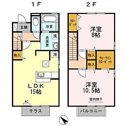 JR山陽本線 東福山駅 徒歩21分の賃貸テラスハウス 2階2LDKの間取り