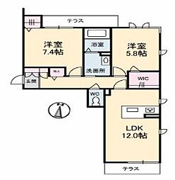 JR山陽本線 福山駅 徒歩17分の賃貸マンション 3階2LDKの間取り