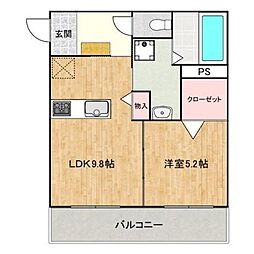 JR山陽本線 東福山駅 3.1kmの賃貸アパート 1階1LDKの間取り