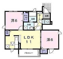 JR山陽本線 東福山駅 徒歩37分の賃貸アパート 1階2LDKの間取り