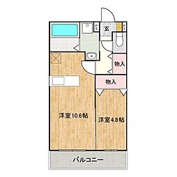 JR山陽本線 松永駅 徒歩22分の賃貸マンション 4階1LDKの間取り