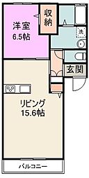 JR山陽本線 福山駅 5.5kmの賃貸アパート 1階1LDKの間取り