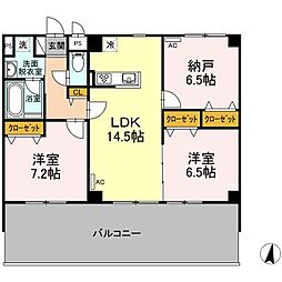 JR山陽本線 福山駅 徒歩10分の賃貸マンション 3階3LDKの間取り