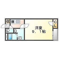 クレイノいずえ 1Kの間取図画像