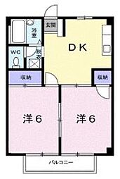 シティハイツ成和 2DKの間取図画像