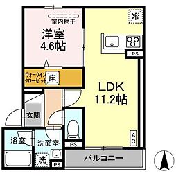 福山市西桜町2丁目アパート 1LDKの間取図画像