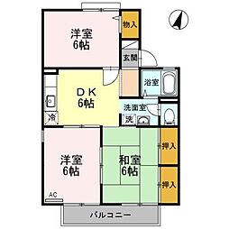 エンデバーみのかみB 3DKの間取図画像
