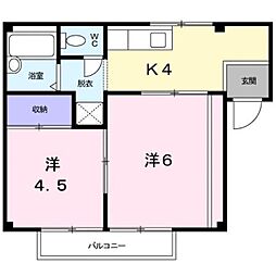ファミールわかば 2Kの間取図画像