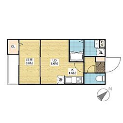 福山市春日町5丁目アパート 1LDKの間取図画像