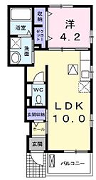 スザンヌラングランA 1LDKの間取図画像