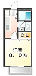 サンライズカスガA 1Kの間取図画像