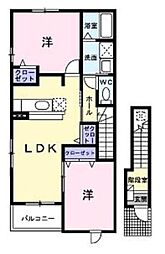 ソル・レヴェンテB 2LDKの間取図画像