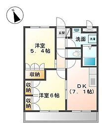 グリーンヒルズ曙 2DKの間取図画像