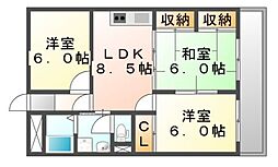 サンオーレ川口 3DKの間取図画像
