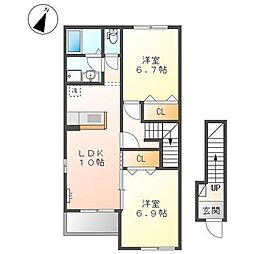 グランディア 2LDKの間取図画像