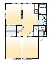 サンビレッジ西深津B 3DKの間取図画像