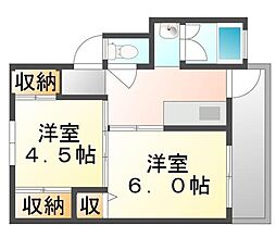 ビレッジハウス林9号棟 2Kの間取図画像