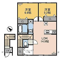 カルムコートA 2SLDKの間取図画像