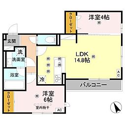 福山市川口町1丁目アパート 2LDKの間取図画像