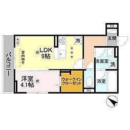 福山市沖野上町5丁目アパート 1LDKの間取図画像