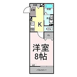 福山市曙町5丁目アパート 1Kの間取図画像