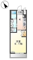 ブランドール 1Kの間取図画像