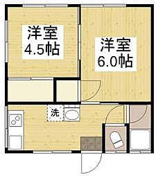 大谷荘 2Kの間取図画像