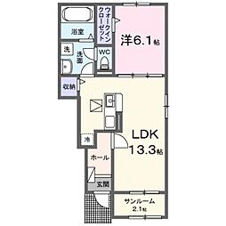 福山市三吉町2丁目アパート 1LDKの間取図画像