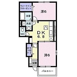 エレガントB 2DKの間取図画像