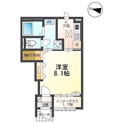 福山市日吉台3丁目アパート 1Kの間取図画像