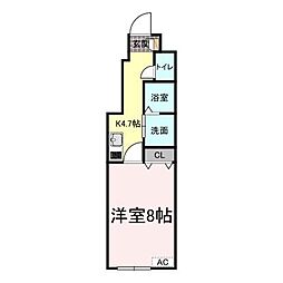 福山市長者町アパート 1Kの間取図画像