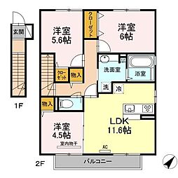 ラ・ヴィレッタA 3LDKの間取図画像