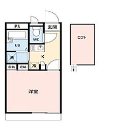 レオパレスホーク1 1Kの間取図画像