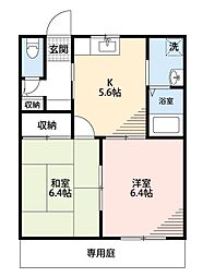 ふるさとA 2DKの間取図画像