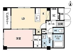ラルバディセコンド 1LDKの間取図画像
