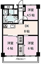 第2有馬グリーンハイム 3DKの間取図画像