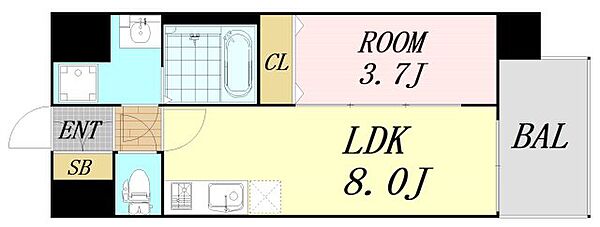 アプリーレ阿波座南 ｜大阪府大阪市西区立売堀6丁目(賃貸マンション1LDK・3階・29.30㎡)の写真 その2