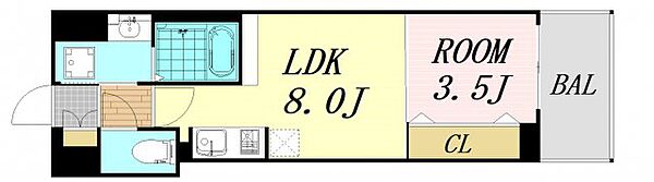 アーバネックス新町 ｜大阪府大阪市西区新町4丁目(賃貸マンション1LDK・12階・29.96㎡)の写真 その2