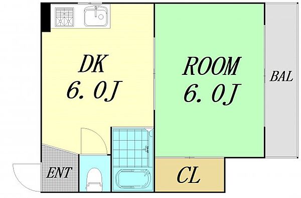 ＥＸＩＴ13 ｜大阪府大阪市北区浪花町(賃貸マンション1DK・2階・27.88㎡)の写真 その2