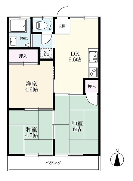 鍋島三省堂 第三コーポ E-1｜佐賀県佐賀市鍋島町大字八戸溝(賃貸アパート3DK・1階・49.68㎡)の写真 その2